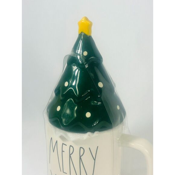 NWT Rae Dunn Merry Christmas Tree Mug with Topper - Picture 2 of 4